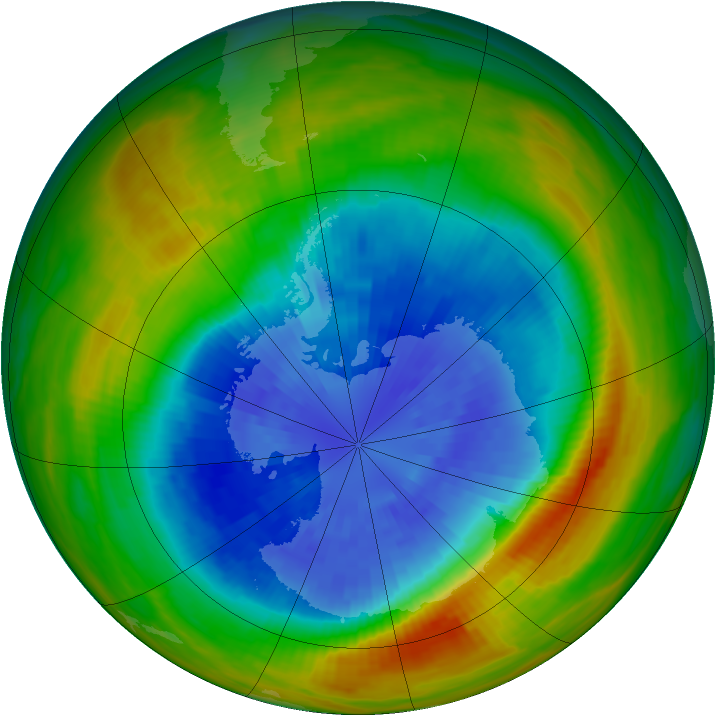 Antarctic ozone map for 19 September 1986